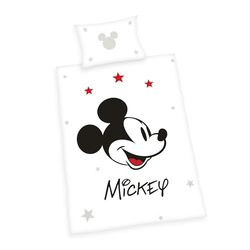 Herding Sängkläder Musse Pigg, Disney, örngott 40 x 60 cm med vändbart motiv, påslakan 100 x 135 cm, med dragkedja, 100% bomull