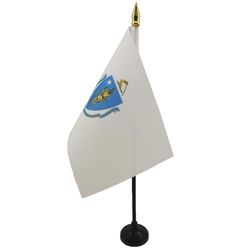 Massachusetts Tafelvlag 15x10 cm - Amerikaanse staat van Massachusetts Bureaubladvlag 15 x 10 cm - gouden speerblad - AZ FLAG