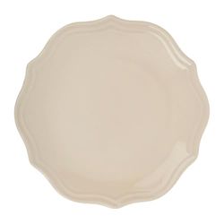 GENEVIEVE LETHU 536320 - Plato de postre de loza crema, diámetro 21 cm, colección Table de Diane – Plato de loza con encanto clásico, delicadamente festoneado