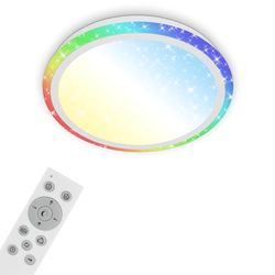 BRILONER Candeeiro LED com decoração de estrelas, regulável, remoto, controlo de temperatura cromática, função de noite, luz de teto de 24 W, 1800 lúmens, 24 W, branco, Ø 41 cm