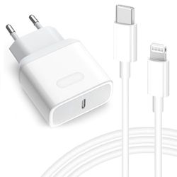 Cargador iPhone Carga Rapida for iPhone 14/14 Pro/14 Pro Max/14 Plus/13/12/11/XS/XS MAX/XR/X/8/7 20W USB C Enchufe Rapido con 2M Cable Adaptador Pared Charger Corrient