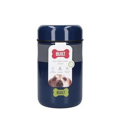 BUILT PET Matförvaringsburk, djurmatbehållare i rostfritt stål, resevänlig bärbar våt- eller torrmatbärare med lock, lufttät och isolerad varm eller kall flaska, BPA-fri, 473 ml kapacitet, blå