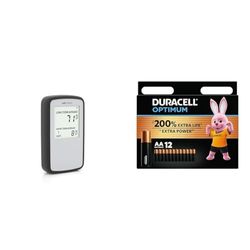 Airthings Corentium Home Radon Detector - 224 Portable, Lightweight, Easy-to-Use, (3) AAA Battery & Duracell Optimum AA Batteries (12 Pack) - Alkaline Batteries 1.5V - Up To 200% Extra Life