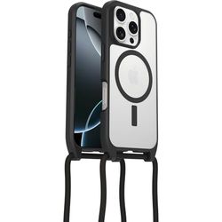Otterbox Coque React Series Necklace MagSafe pour iPhone 16 Pro, Coque de Protection avec Collier réglable et Amovible, testé Selon Les Normes Militaires, Transparent/Noir, Livré sans Emballage
