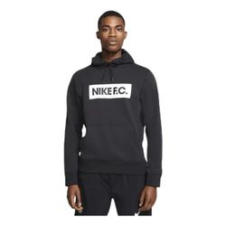 Nike M Nk FC Essntl FLC Hoodie Po Hooded Long Sleeve Top Uomo, Uomo, Hooded Long Sleeve Top, CT2011 010, Nero/Nero/Nero, L