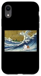 Funny Kids Cartoon Surfing a Great Wave English Bulldog Custodia per iPhone XR