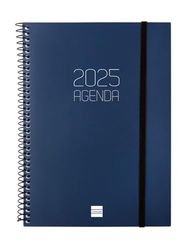 Finocam - Spiral Agenda Opaque 2025 Week to View Vertical January 2025 - December 2025 (12 months) Spanish Blue
