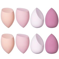 Beauty Blender, 8 Pièces éponge Fond de Teint éponge Maquillage pour Fonds de Teint, Poudres Liquides, Etc, éponge de Maquillage Existe en 3 Formes-Violet (Rose)