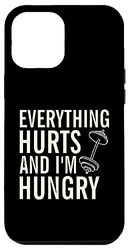 Carcasa para iPhone 15 Plus Todo Duele Y Estoy Hambriento Mancuerna Divertido Fitness Meme