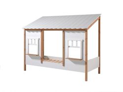 Vipack Bed, Pine, White and Wood, 90 x 200 cm