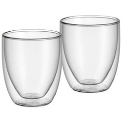 WMF Kult Conjunto de 2 copos de vidro borosilicatado, parede dupla transparente resistente ao calor, 250 ml