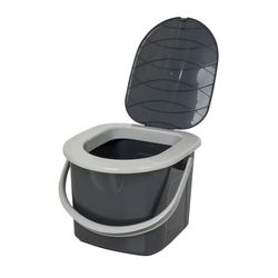 BranQ - Home essential 100% plástico reciclado PP, ecológico, inodoro móvil para acampar de 15,5 litros con una capacidad máxima de carga de hasta 120 kg, antracita, S