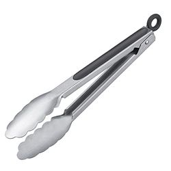 Westmark Pince à Grillade + Pince à Service, avec Manches en Acier inoxydable et Poignées caoutchoutées, Longueur : 27,5 cm, Acier inoxydable/plastique, Classic Spezial Midi, Argenté/Noir, 16242270