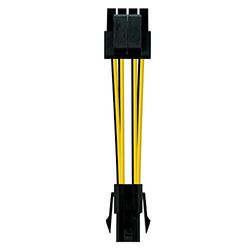15 cm lang netsnoer met 4-polige aansluiting op 4+4-polige stekker, ideaal voor stroombronnen op pc's, biedt een stabiele en veilige verbinding.