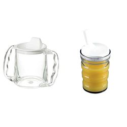 Homecraft Caring Mug - Two Handle Easy Grip, Elderly & Disabled Users, Small Spout, 300ml Non Spill, Portable Travel Mug with Straw Lid