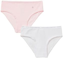 Undercolors of Benetton Lutk Basic 1-kalsonger, 2-pack, Flerfärgad (vit/rosa 902), XS