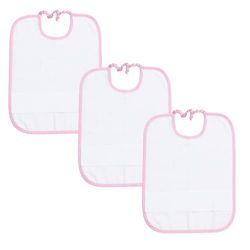Filet - 3 set dagis haklappar med elastisk vit svamp med Aida kanfas för broderi, rosa tråd rutig kant
