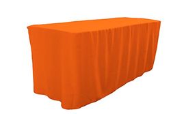 LA Linen Polyester Poplin Fitted Tablecloth for 6-Foot Table, Orange