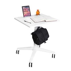 Seville Classics Airlift XL Mobiele tafel, pneumatisch, in hoogte verstelbaar van 68,8 tot 106,4 cm, van aluminium, 71 x 50 cm