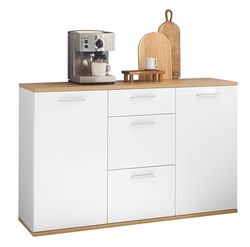 Stella Trading Comò BC 1035 in Rovere Bianco Opaco con cassetti e Molto Spazio, Legno ingegnerizzato, ca. 135 cm
