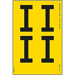 V Safety One Letter Sheet - I - 76mm Character Height - 300x200mm - Yellow Adhesive Vinyl