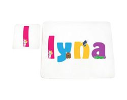 Little helper deken met Coaster illustratieve stijl bont met de naam meisjesnaam Lyna