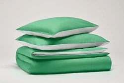 SWEET HOME Pantone™ 155 x 200 cm 100% Cotton Percale 200 Thread Count Single Duvet Cover Set - Double Sided Light Green/White