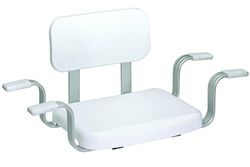 Weinberger Badewannensitz mit Rückenlehne, Sitzhilfe für Badewannen mit Innenmaß von 59-72 cm, sehr stabil bis 150 kg, Aluminium, Sitzbrett, Badebrett, Badehocker/Farbe: Weiß/Modell: 48538