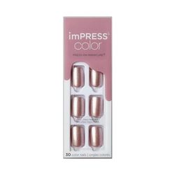 KISS imPRESS Color Gel Nail Kit, Paralyzed Pink, with PureFit Technology, Polish-Free Colour Mani, Includes Prep Pad, Mini File, Cuticle Stick, and 30 Fake Nails