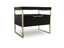 Vant Wooden Night Stand - Black Gold
