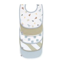LÄSSIG Baby haklappar set (5 st) vattentät bomull kardborreband/värdepaket bib glad frukt ljus blå ljus khaki