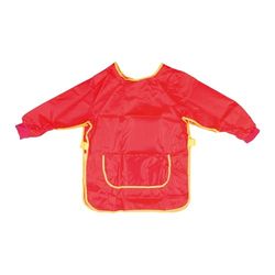 Idena 611184 - Avental de artesanato para crianças dos 5 aos 6 anos com mangas compridas e fecho de velcro, vermelho, ideal para pintar, fazer artesanato, cozinhar e encolher