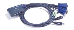 ATEN 2-Port USB VGA KVM Switch with Audio 0.9m CS62US (up to 2048 x 1536; DDC2B) hotkey and USB mouse, support - Windows, Linux, Mac, Sun, black