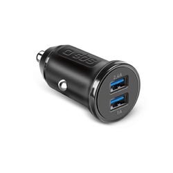SBS Caricabatterie Auto Mini, Ricarica Rapida 12W, Intelligence Charge (IC), Led di Stato, 2x USB-A, Presa 12V, Carica batterie per iPhone, iPad, AirPods, Samsung, Smartphone, Tablet, Nero
