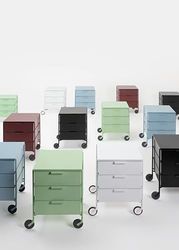 Kartell Cajonera con Ruedas, Tecnopolímero termoplástico Reciclado, Blanco Mate, H 78 cm
