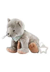 Sterntaler Muziekdoos L kat Lilly - muziekdoos van pluche materiaal - knuffeldier wasbaar met uitneembare muziekdoos, Brahms slaaphulp, werkt rustgevend thuis en onderweg, grijs