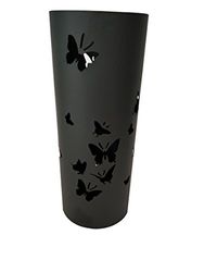 King Home Butterflies Portaombrelli Tondo, Nero, 18x18x46 cm