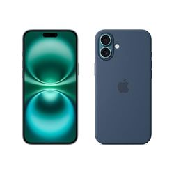 Apple iPhone 16 Plus (256 GB) - Blauwgroen + Siliconenhoesje met MagSafe - Denim