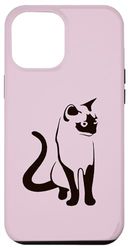 Carcasa para iPhone 15 Plus Arte minimalista de contorno negro tradicional de gato tailandés