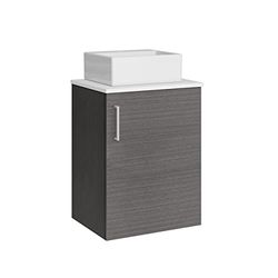 Baikal Conjunto De Mueble De Baño 45cm. Incluye Mueble con Lavabo. Melamina 16mm. Mueble MONTADO. Encimera + Lavabo. Sin Espejo 1 Puerta Tirador Vertical Ceniza