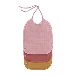 Lässig 1312026972 Muslin/Terry Medium Bib rose/rosewood/mustard, mehrfarbig, 140 g