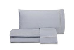 Laura Biagiotti, Juego de sábanas para Cama de Matrimonio de Color Liso con Bordado, 100% percal de algodón, sábana encimera, sábana Bajera, par de Fundas de Almohada, Gris Perla