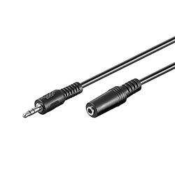 Goobay 50090 Cavo di estensione per cuffie e audio AUX, a 3 pin, jack da 3,5 mm maschio a 3,5 mm femmina (3 pin, stereo), nero, 5 metri