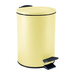 Spirella, Poubelle à Pédale en Acier, Modèle Adelar, Mécanisme Slow Close, Le Couvercle se referme doucement et silencieusement, Revêtement Anti-Traces de Doigts, Jaune, 3 litres