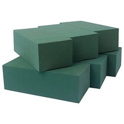FLOFARE Pack of 6 Floral Foam Blocks for Fresh and Artificial Flowers, Each (9” L x 4” W x 3” H), Dry and Wet Floral Foam Blocks for Wedding, Birthdays, Home, Office, and Garden Decorations