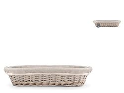 H&h cesto portagrissini ovale vimini e tessuto grigio cm43x18x10