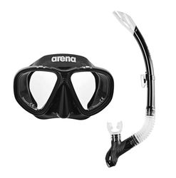arena Kit de snorkel premium unissexo para crianças, conjunto de máscara e tubo, lentes de fio dupla adequadas para mar e piscina, ajuste de precisão com fivela, preto