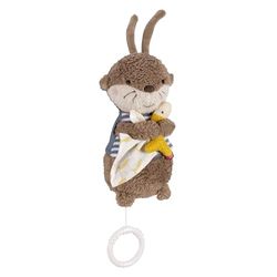 Fehn Mini Caja de música Nutria, Peluche y Ayuda para Dormir, Cuerda con Suave melodía Canción de Cuna de Brahms Que Calma en Cualquier situación, a Partir de 0 Meses
