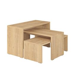 AlexandreHouse Juego de 3 mesas de Centro Color Safir. 39x65x30, 32x65x30 y 24x65x30 cm (Haut x Ancho x Bas)