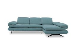 Domo Collection Milano Hoekbank met armleuning en rugfunctie in L-vorm, hoekbank Longchair rechts 269x172x83 cm turquoise